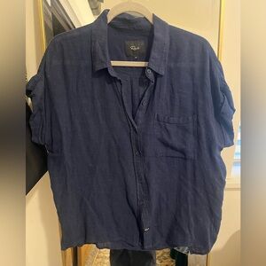Rails Navy Linen Short Sleeve Shirt